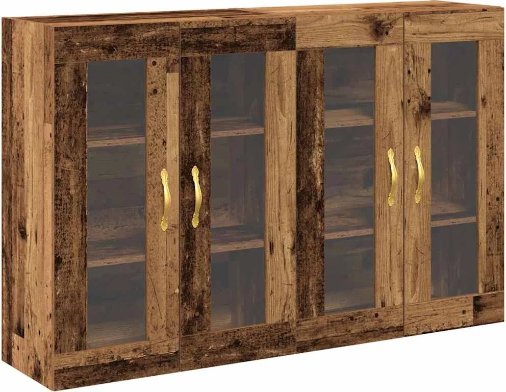 vidaXL Fali Szekrények 2 pcs Öreg fa 69,5 x 34 x 90 cm Faanyag