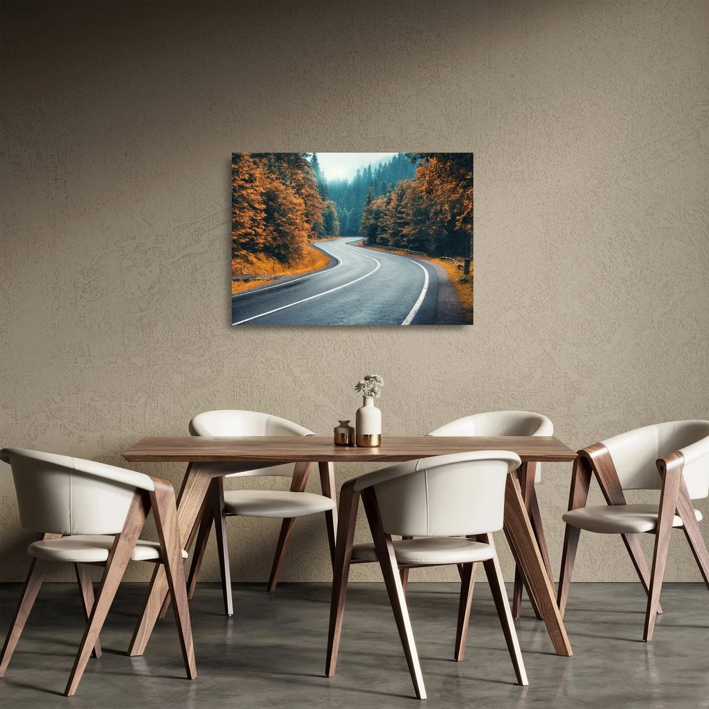 Kép - Kanyargós út (üvegen) (70x50 cm)