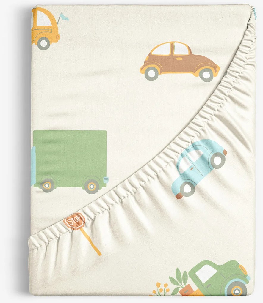 Goldea pamut körgumis lepedő - az autók világa 80 x 160 cm