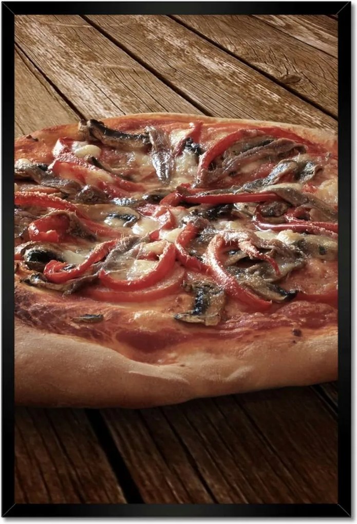 Poszterek keretben 40x60 Pizza a fa asztalon