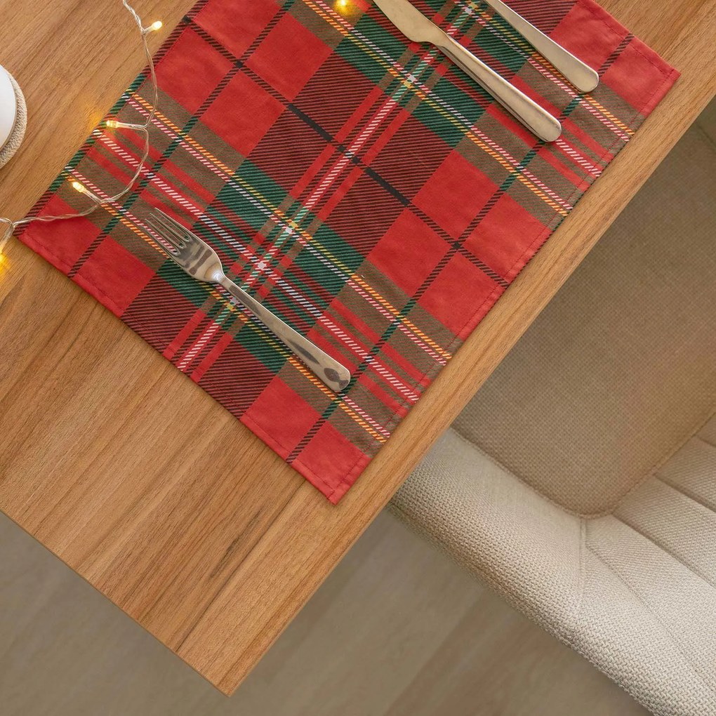 Goldea karácsonyi pamut reggeliző alátét - piros kockás - 2db 30 x 40 cm