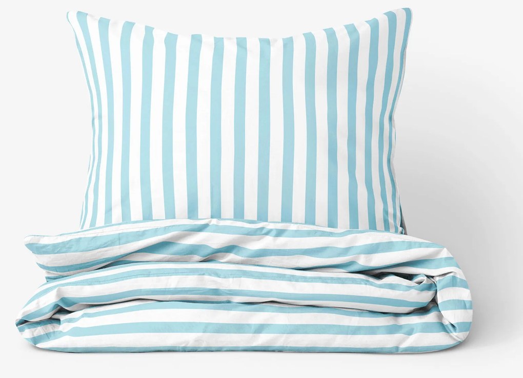 Goldea pamut ágyneműhuzat - kék csíkos 140 x 220 és 70 x 90 cm
