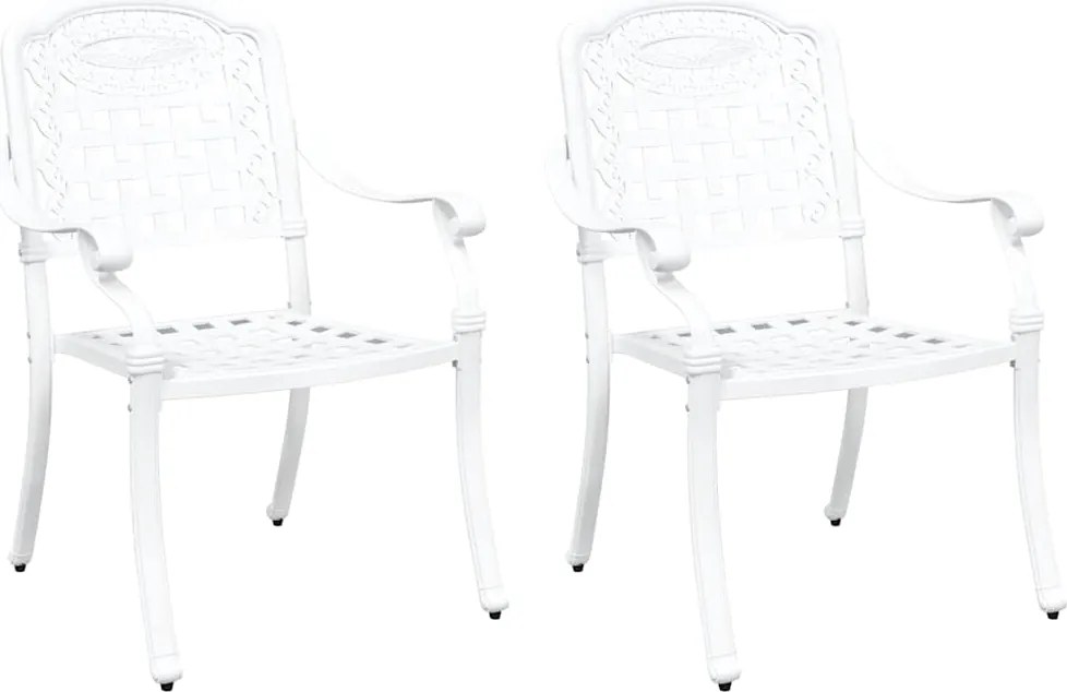 vidaXL Kerti Szék 2 pcs Fehér 55 x 56,5 x 91cm Alumínium