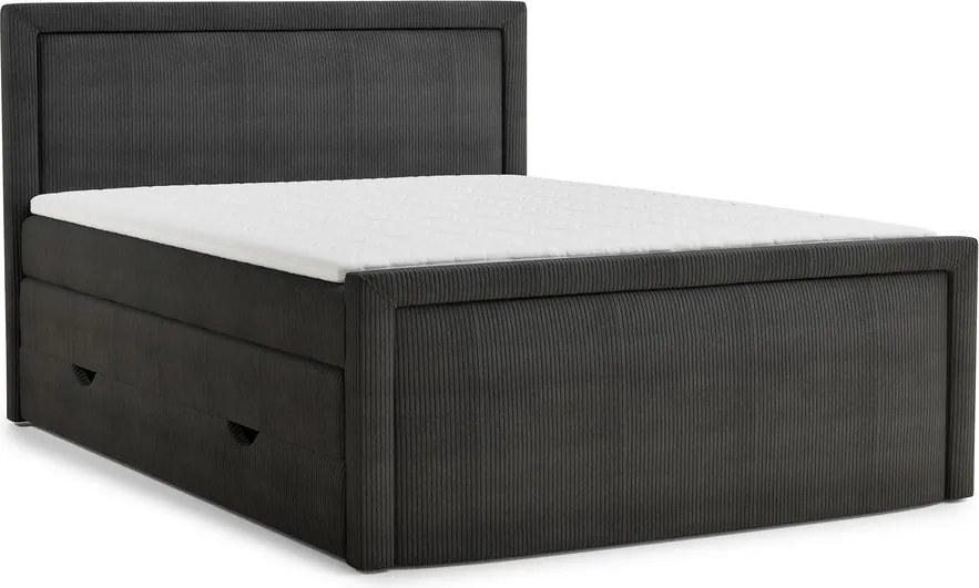 Antracitszürke ágyneműtartós boxspring ágy 200x200 cm Fresco – Maison de Rêve
