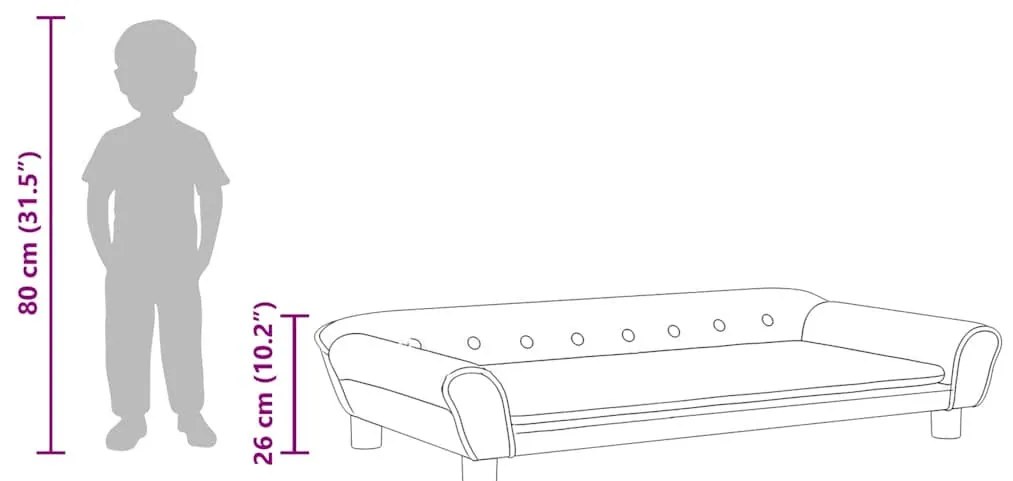 barna bársony gyerekkanapé 100 x 50 x 26 cm