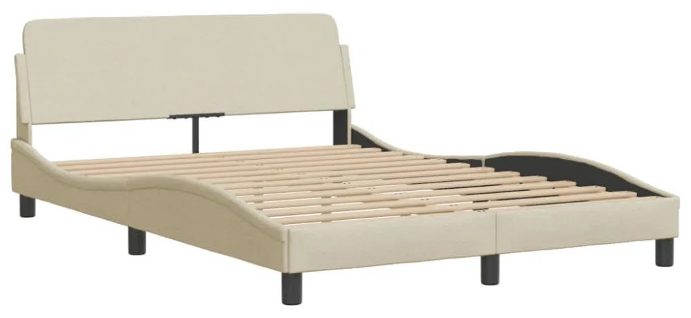 krémszínű szövet ágykeret LED-ekkel matrac nélkül Hvar 140 x 190 cm