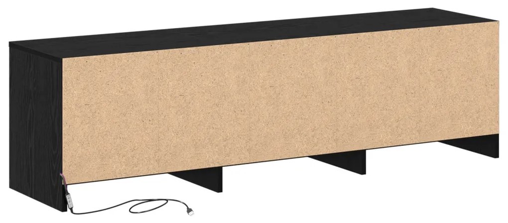 TV Szekrény LED Fekete Tölgy 140x34x40 cm Szerelt Fa