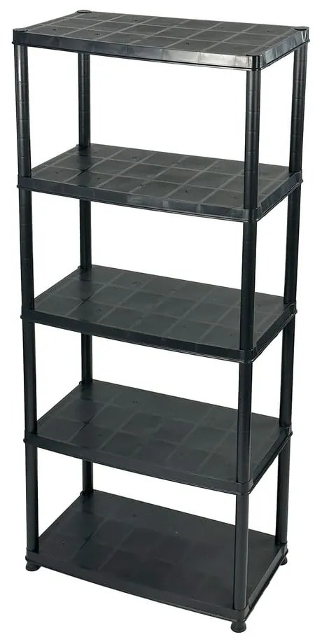 Fekete műanyag polcos tároló állvány 71x170 cm – Addis