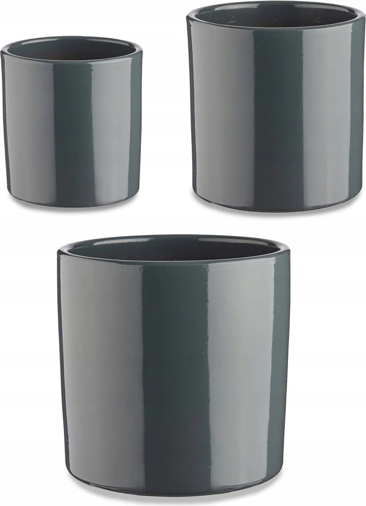 Kerámia Kaspó Szett, Kerek, 3 Darabos, Ibergarden