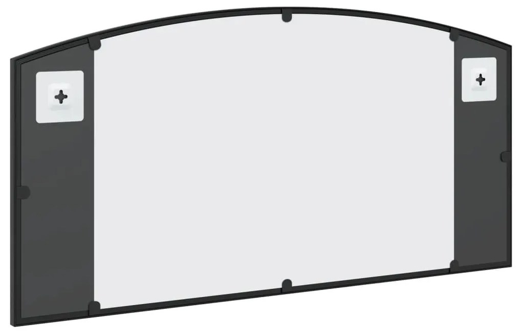 fekete ívelt vas fali tükör 80 x 40 cm