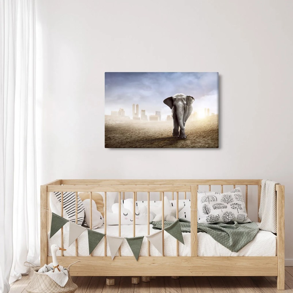 Kép - Elefánt egy nagyvárosban (90x60 cm)
