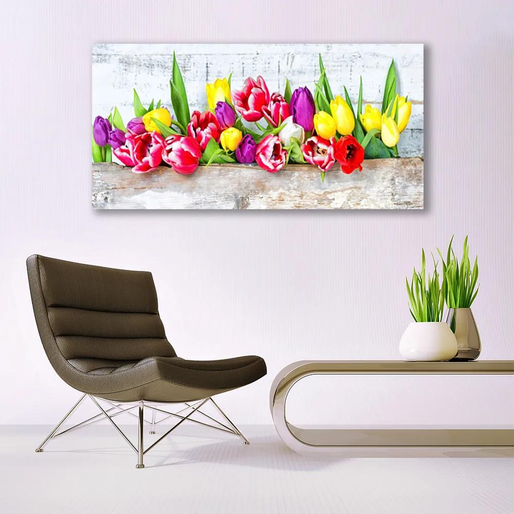 Akrilkép Tulipán virágok természet 125x50 cm