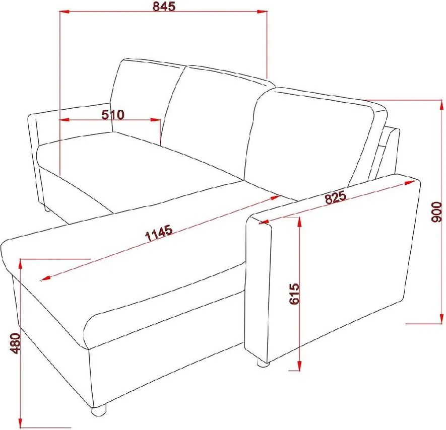 Catini KIMBERLAND kihúzható sarok ülőgarnitúra tárolóhellyel