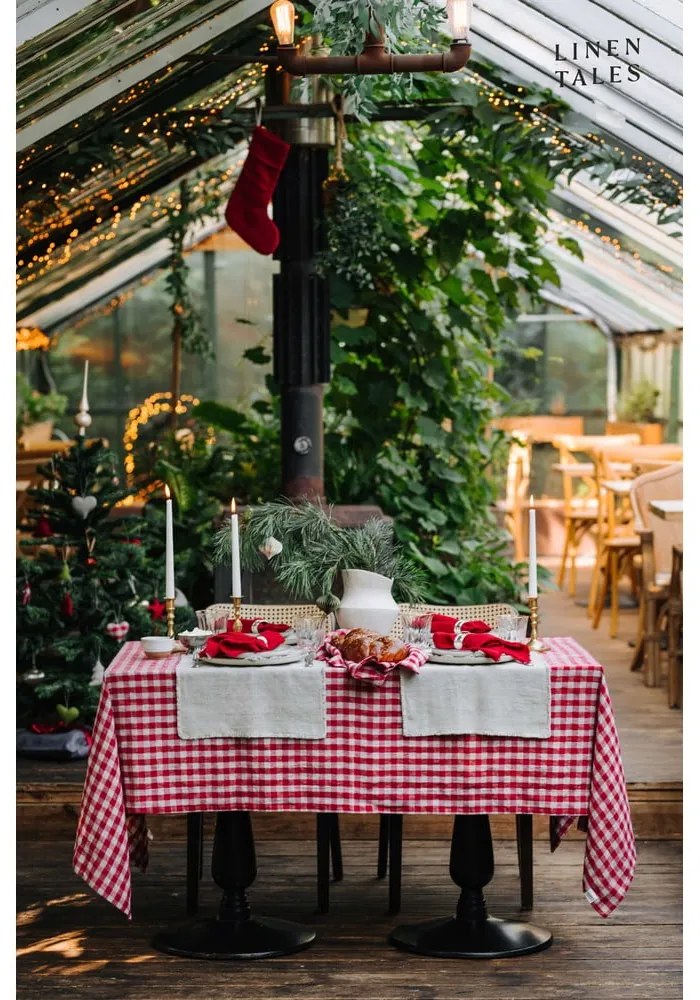 Len asztalterítő 140x250 cm Red Gingham – Linen Tales