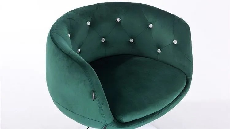 HR333N Sötétzöld velur modern szék krómozott lábbal