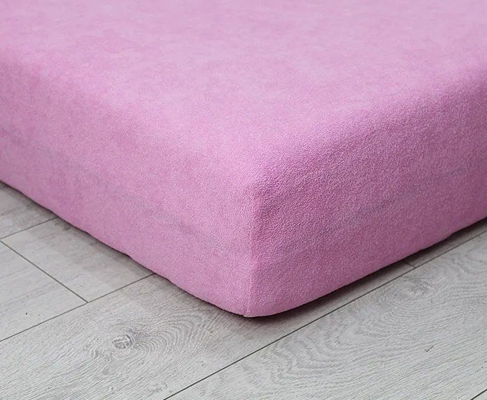 Gumis frottír lepedő Rózsaszín 120x200 vastag erős lengyel