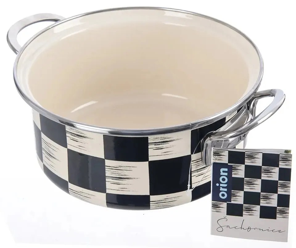 Orion Šachovnice Lem zománcozott edény, 2,2l, átmérő 20 cm, 20 cm átmérőjű