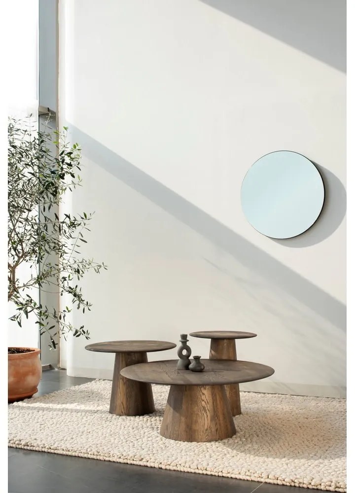 Barna tölgyfa kerek dohányzóasztal ø 80 cm Mushroom – Gazzda