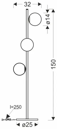Állólámpa KAMA 3xG9/28W/230V fekete/füstös fekete