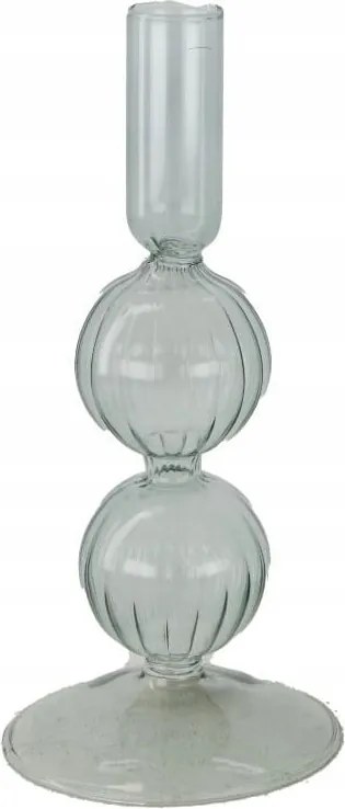 Üveg gyertyatartó zöld eco 20cm