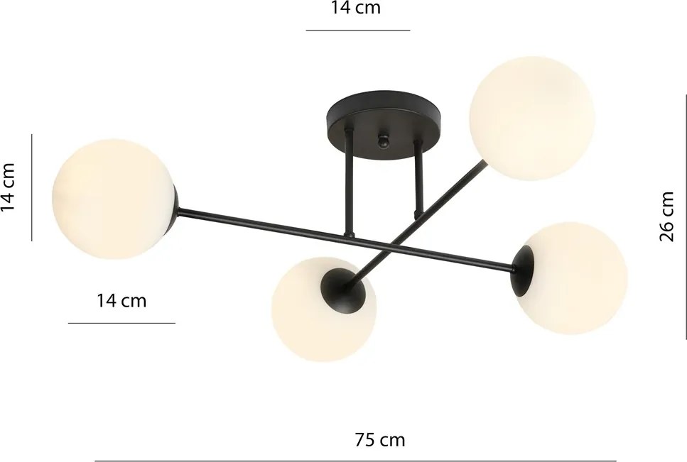 Emibig modern mennyezeti lámpa roma fehér fekete emi1232/4