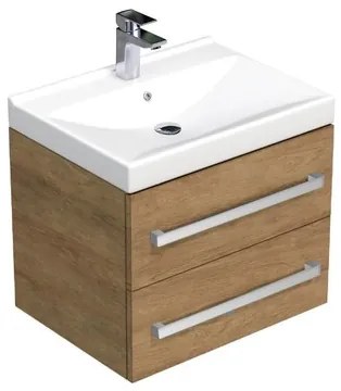 SAT Cube Way Fürdőszobaszekrény mosdóval 60x53x46 cm hickory tölgy CUBE46602DHVER