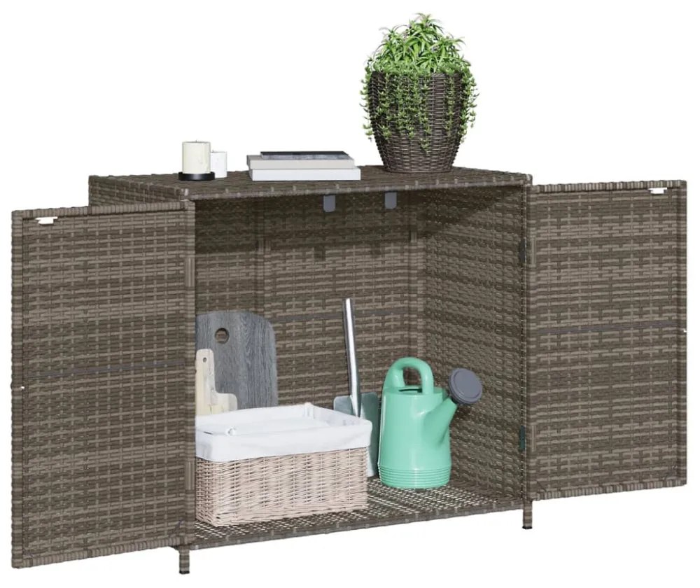szürke polyrattan kerti tárolószekrény 83x45x76 cm