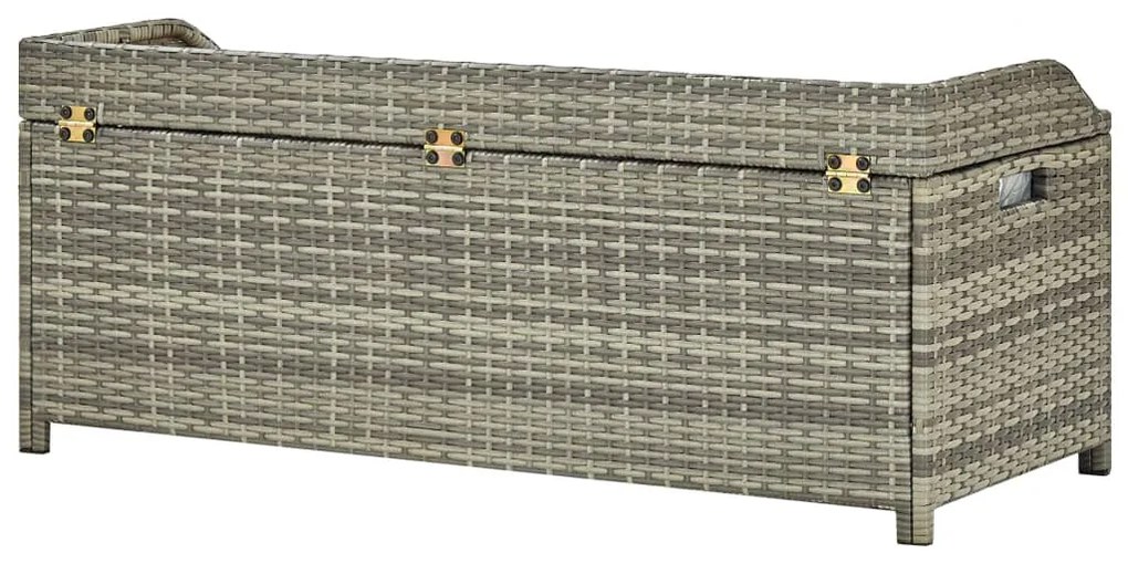 Szürke polyrattan kerti tárolópad 120 cm