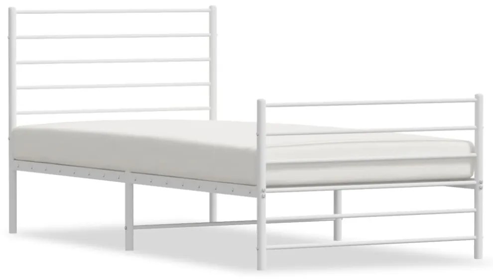 fehér fém ágykeret fej- és lábtámlával 100x200 cm