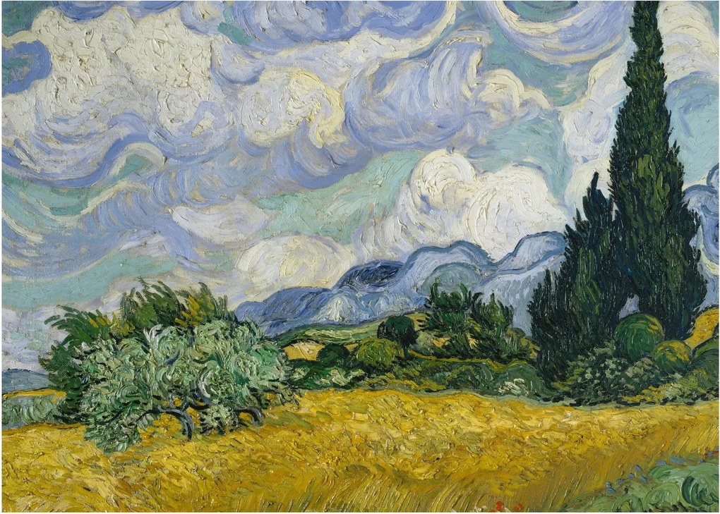 Kép - Vincent van Gogh, Wheat Field with Cypresses, reprodukciók (70x50 cm)