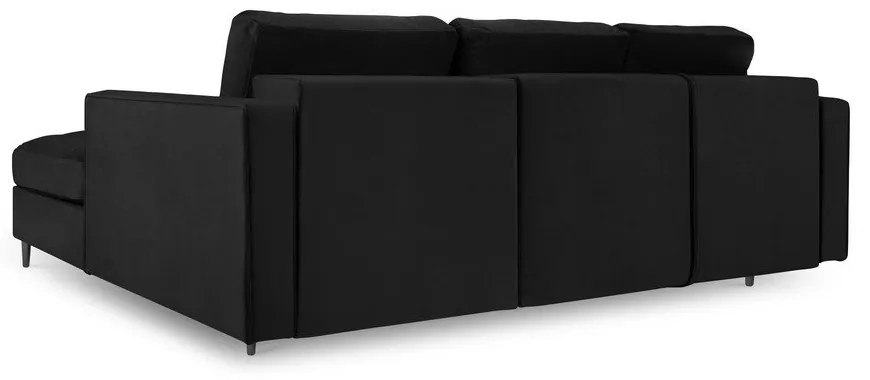 Santo fekete kinyitható bársony sarokkanapé, jobb oldali - Milo Casa