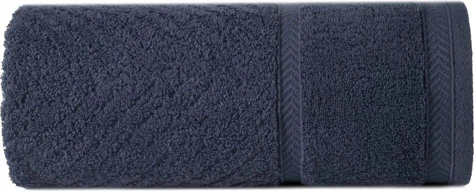 Sötétkék törölköző 50x90 cikk-cakk mintás Divatos pamut