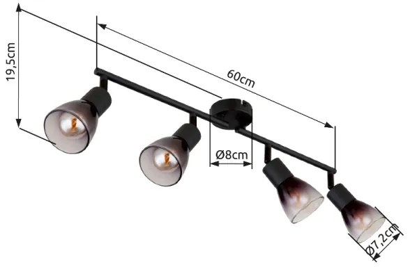 Globo 54312-4 - Spotlámpa SATELLA 4xE14/25W/230V fekete