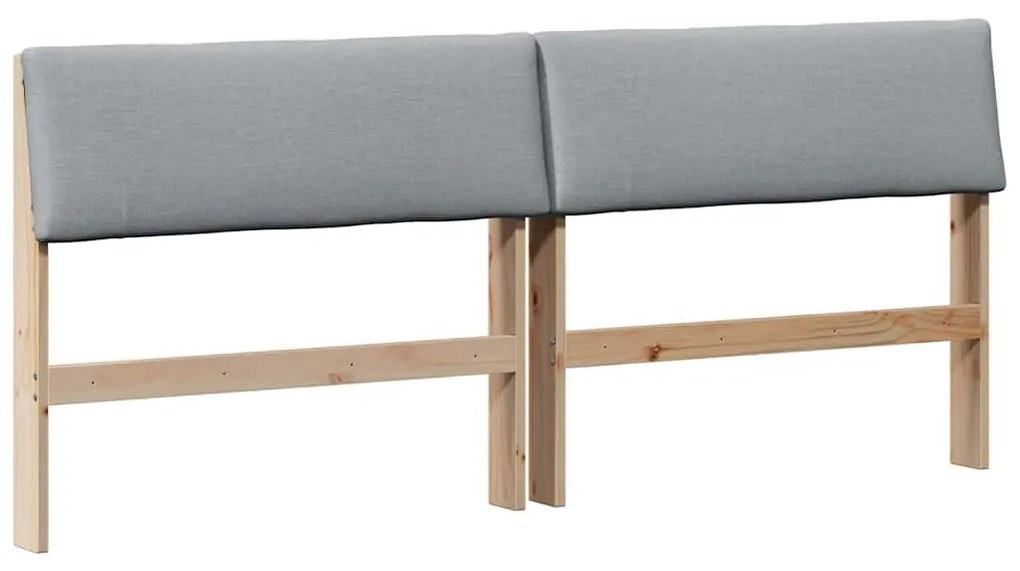 Kárpitozott fejtámla Világosszürke 200 cm Tömör fenyőfa