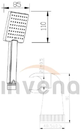 Invena Patras, 1 pontos kézizuhany készlet, fekete matt, INV-AU-31-M04-G