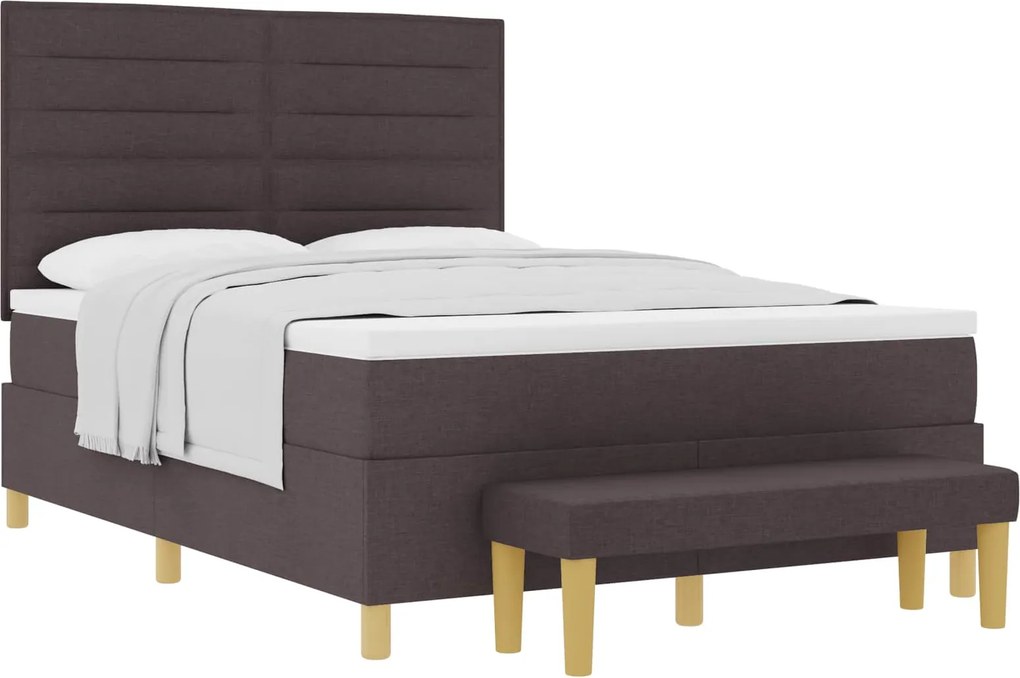 vidaXL Boxrugós ágy matracmal sötétbarna 140 x 200 cm szövet