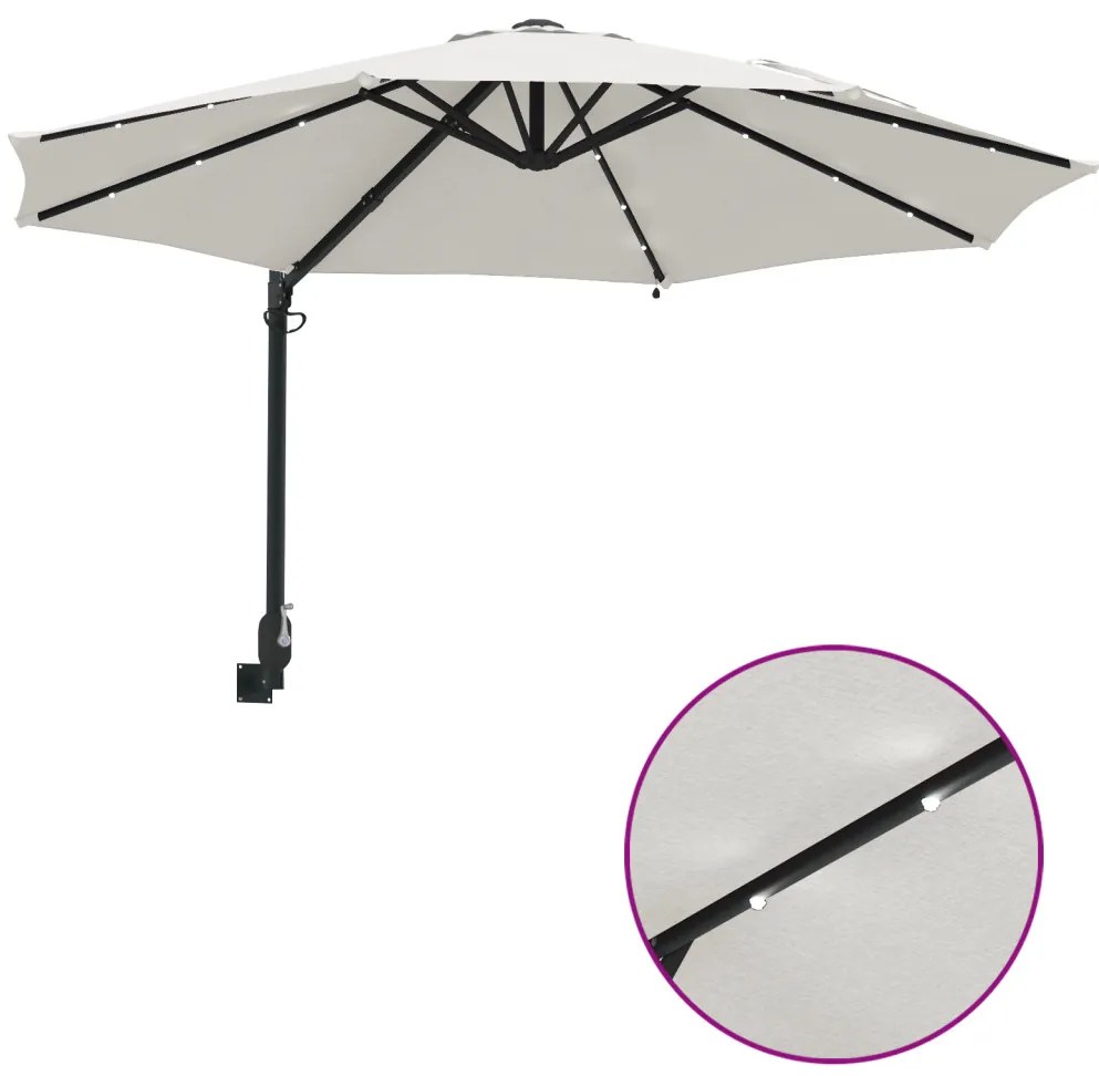 Falra Szerelhető Kert Napernyő LED-ekkel Bézs 248 cm