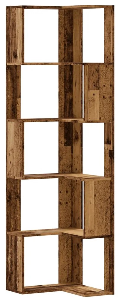 5 szintes antik fa szerelt fa sarok könyvespolc 50 x 50 x 179cm