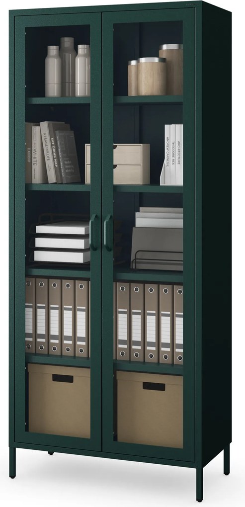ANGELO vitrin, 800 x 1850 x 450 mm, Modern: palackzöld