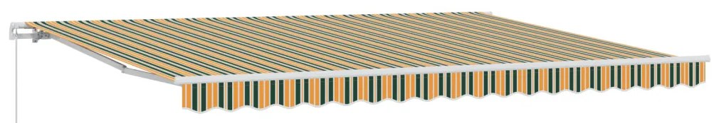 Manuális Behúzható Napellenző Zöld és Sárga 450x300 cm