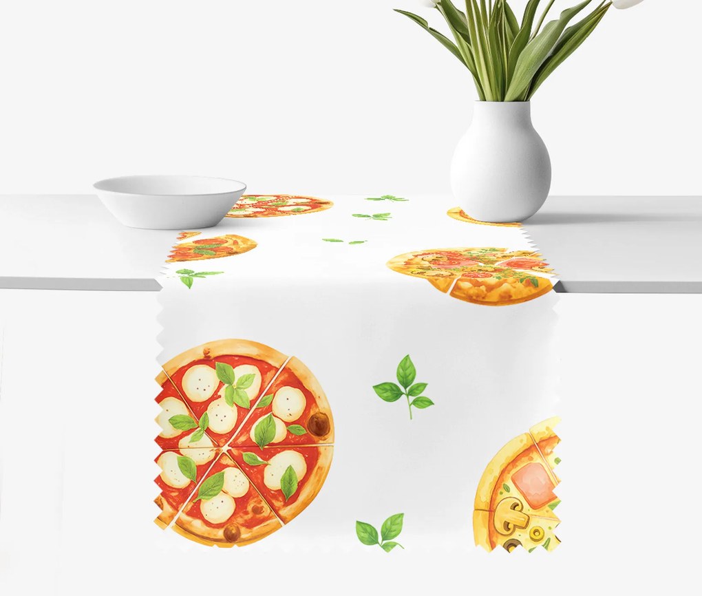 Goldea viaszosvászon asztali futó - ízletes pizza 50x180 cm