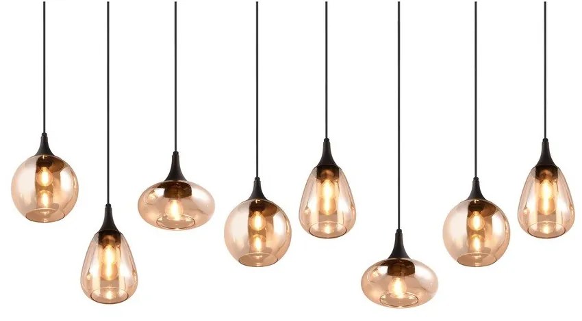 Fekete-narancssárga függőlámpa üveg búrával Lumina – Trio