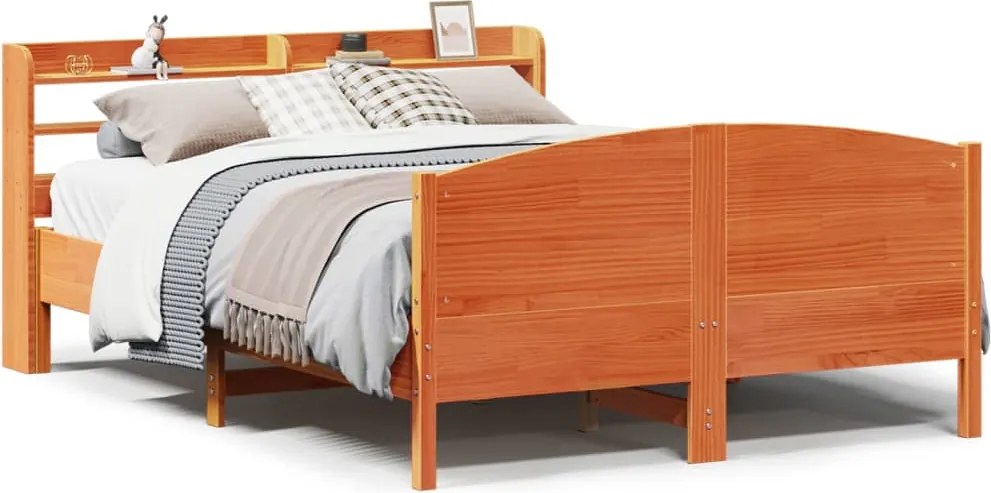 vidaXL viaszbarna tömör fenyőfa ágy matrac nélkül 120 x 190 cm