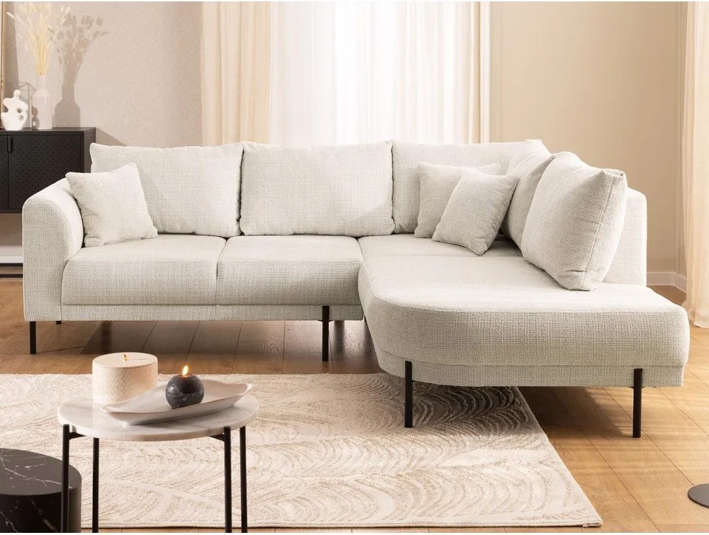 Bézs zsenília sarokkanapé (jobb oldali-L alakú) Mauris – Ropez