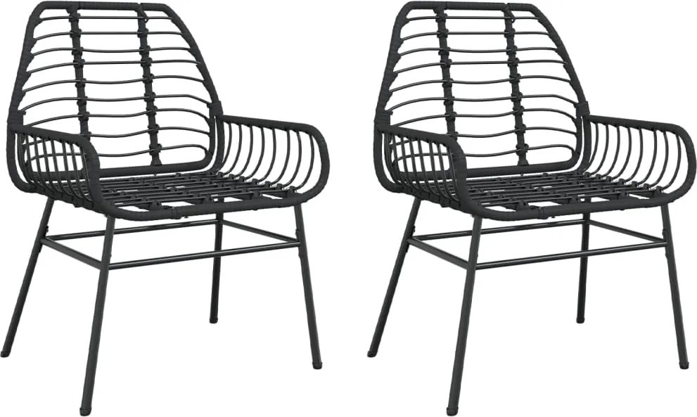 vidaXL 2 db fekete polyrattan kerti szék
