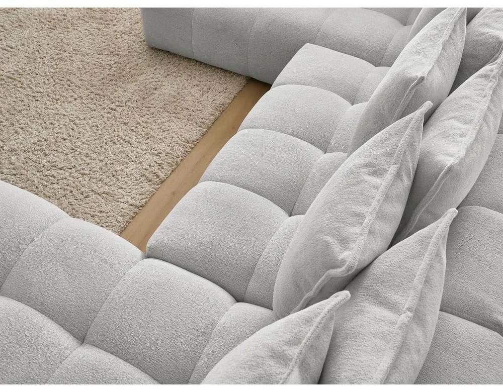 Világosszürke zsenília kinyitható-tárolóhelyes sarokkanapé (bal oldali-U alakú) Everest – Bobochic Paris