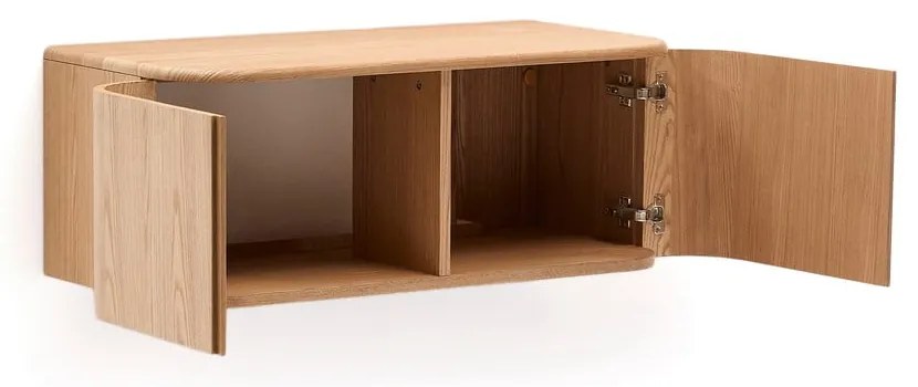 Natúr színű fali mosdó alatti szekrény kőrisfa dekorral 90x35 cm Salaya – Kave Home