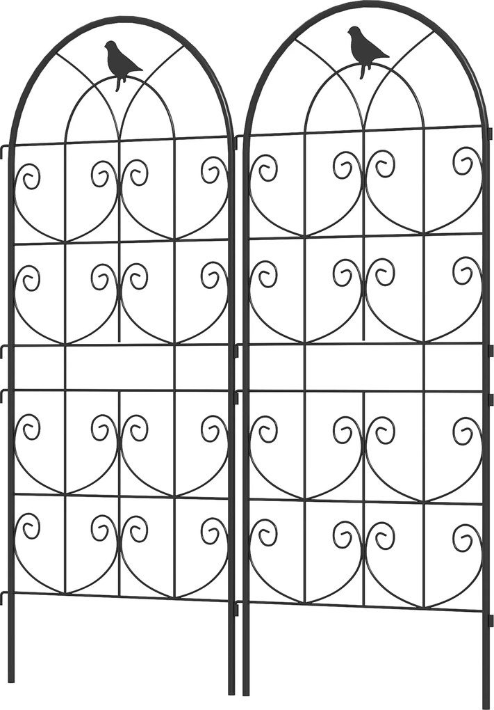 Outsunny Fém Kápolna 2 Darabos Szett Növények Mászó Cseréphez Madár Mintával 50x120 cm Kápolna Benti Növényekhez Paprika Virágokhoz Mászó Növényekhez