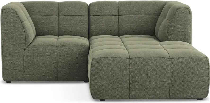 Zöld buklé sarokkanapé (jobb oldali-heverő résszel) Aloha – Makamii