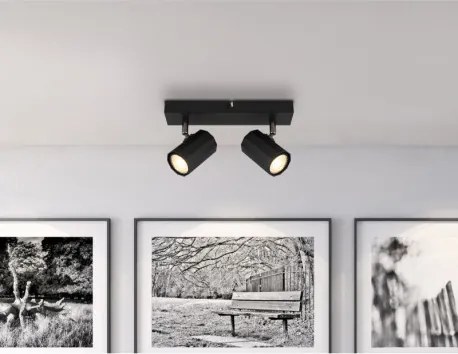 Globo 57918-2B Fali spotlámpa, fém fekete matt, alumínium fekete matt, HxSzxM: 260x60x145mm, 2x GU10 25W 230V izzók nélkül